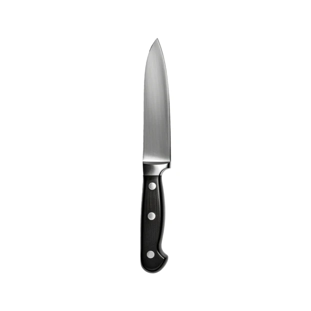 Professional stainless steel chef's knife isolated on white background