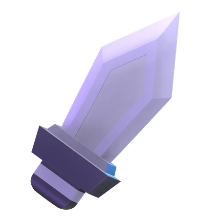 3D stylized purple fantasy sword icon isolated on white