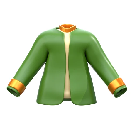 3D illustration of a green jacket with orange trim