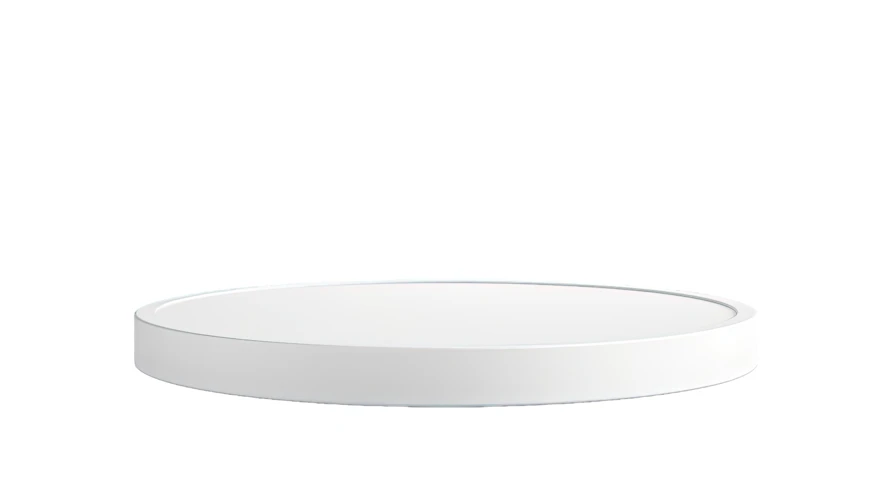 Empty white circular podium isolated on white background