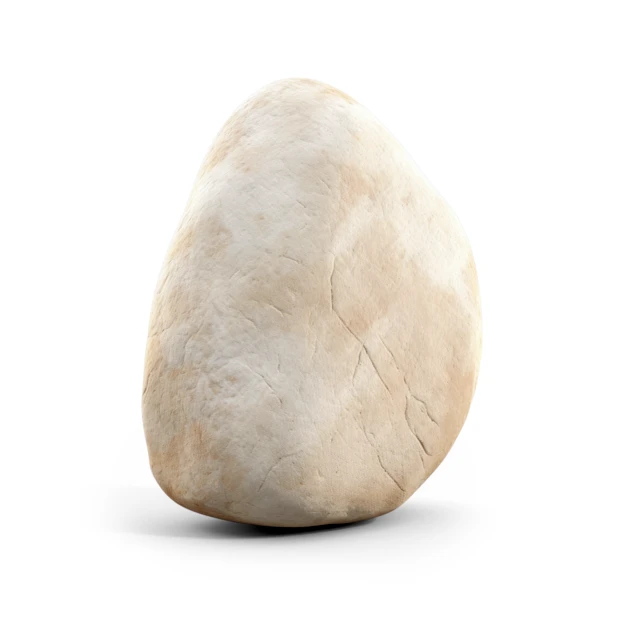 Smooth white river stone isolated on white background