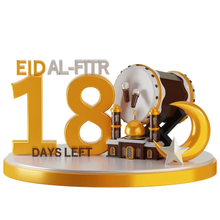 Eid Al-Fitr 18 Days Left Countdown Drum Star