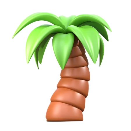 Stylized 3D cartoon palm tree on white background