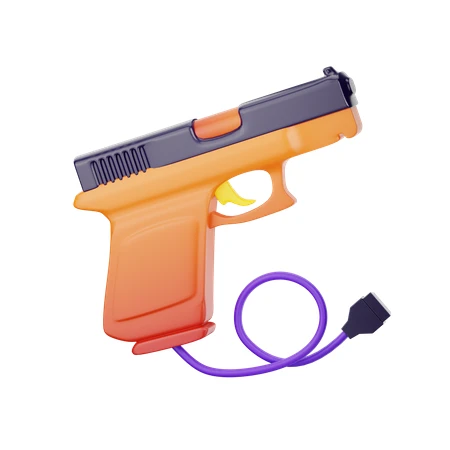 3D illustration of a colorful retro video game light gun