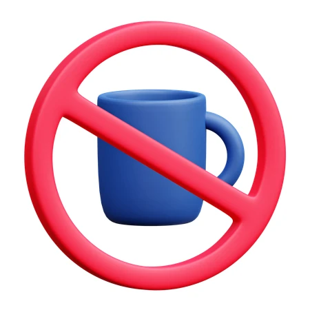 3D render of a no drinks sign with blue mug