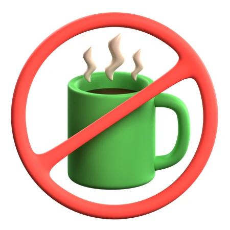 3D illustration of a no hot drinks prohibition sign