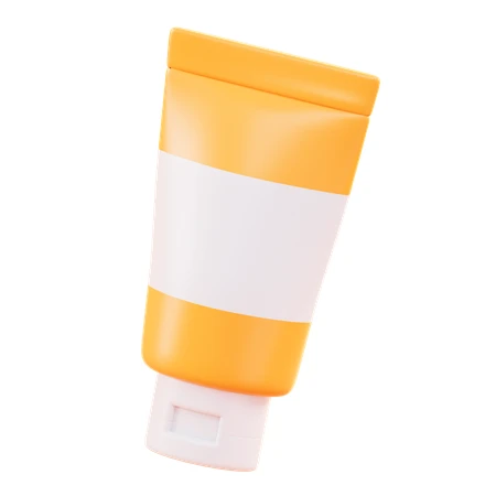 3D yellow sunscreen tube isolated on white background