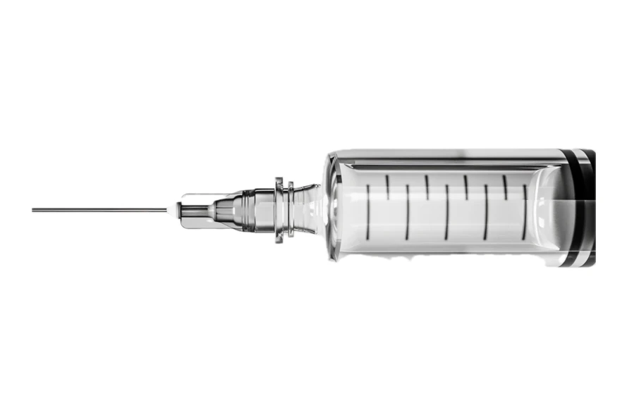 Medical syringe with needle isolated on white background