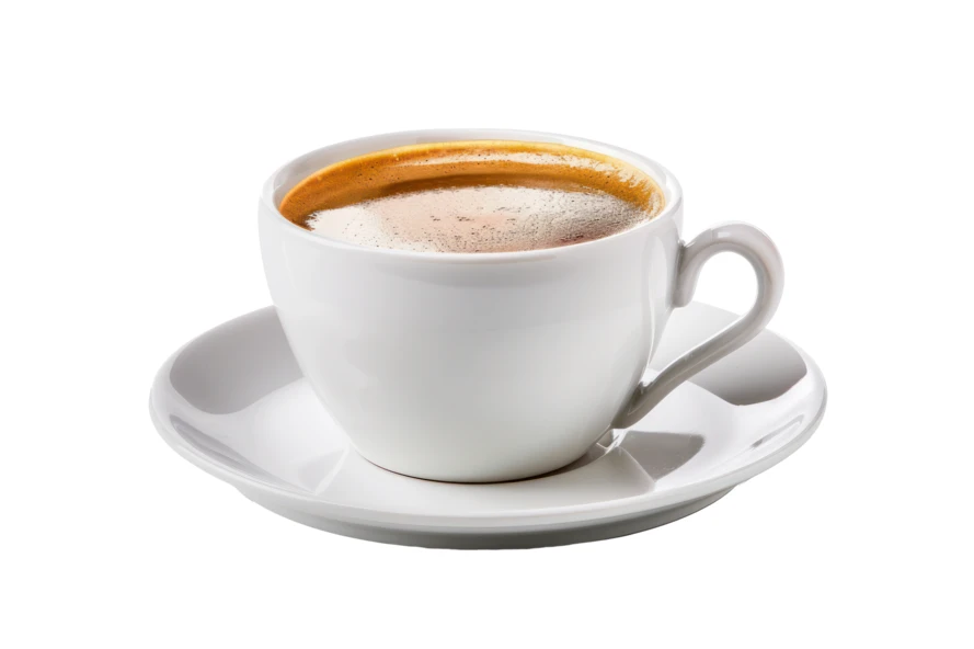White cup of espresso coffee isolated on white background