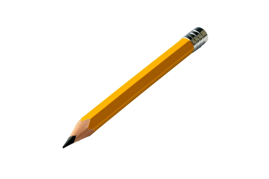 Sharpened yellow wooden pencil isolated on white background