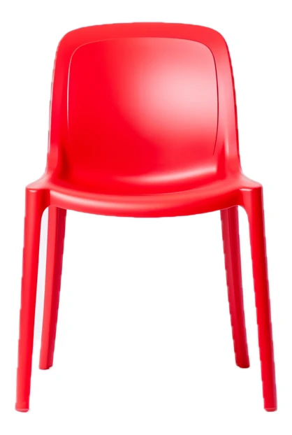 Modern red plastic chair isolated on white background
