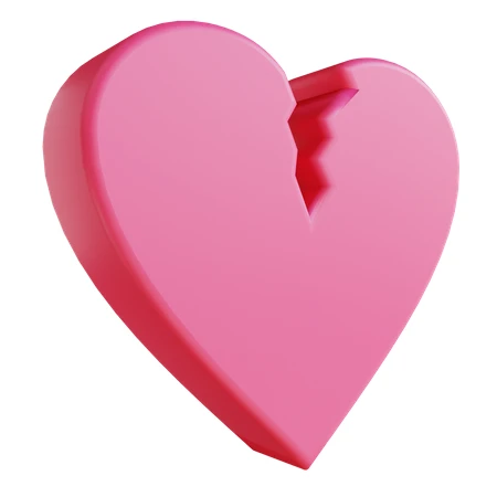 3D rendered pink broken heart isolated on white background