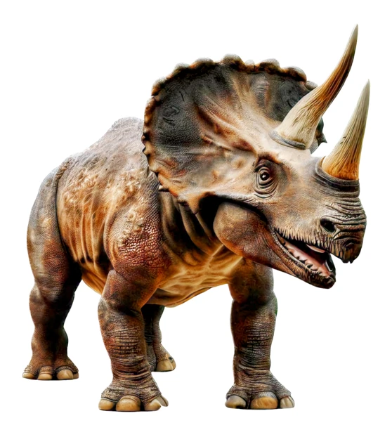 Realistic Triceratops dinosaur model isolated on white background