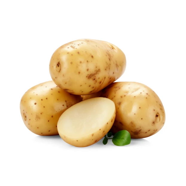 Group of fresh raw potatoes isolated on white background