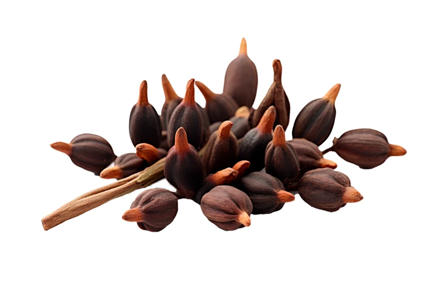 Dried Forsythia suspensa seeds isolated on white background