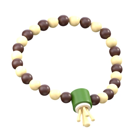 Traditional beaded mala bracelet with brown and cream beads