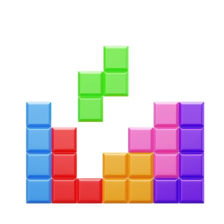 Colorful 3D puzzle blocks game isolated on white background
