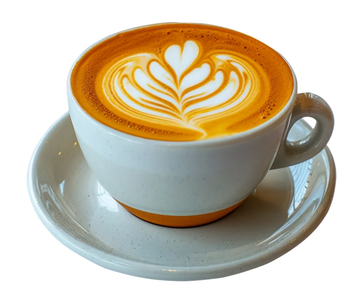 Cup of Thai tea latte with latte art isolated