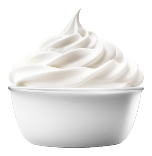 Swirl of creamy vanilla frozen yogurt in a white bowl