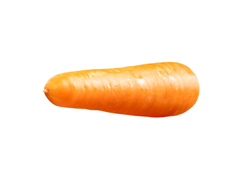 Single fresh orange carrot isolated on white background