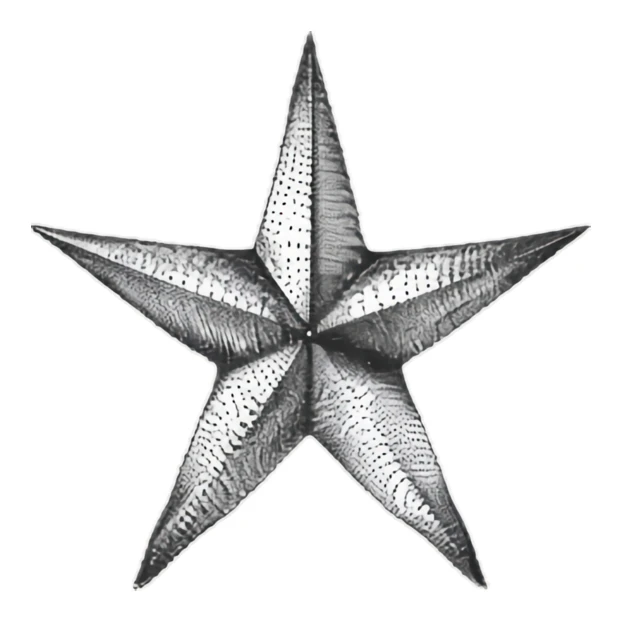 Vintage hand-drawn five-pointed star illustration on white background