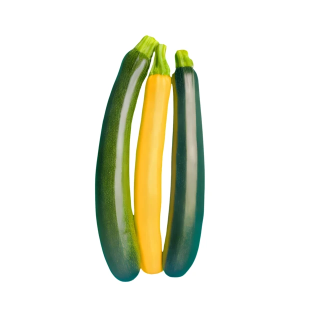 Fresh green and yellow zucchinis isolated on white background