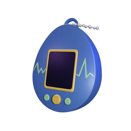 3D illustration of a blue virtual pet pocket game