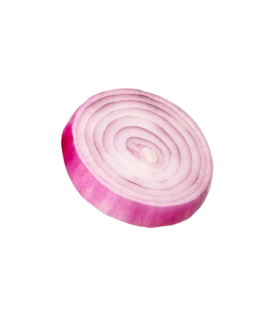 Fresh red onion slice isolated on white background