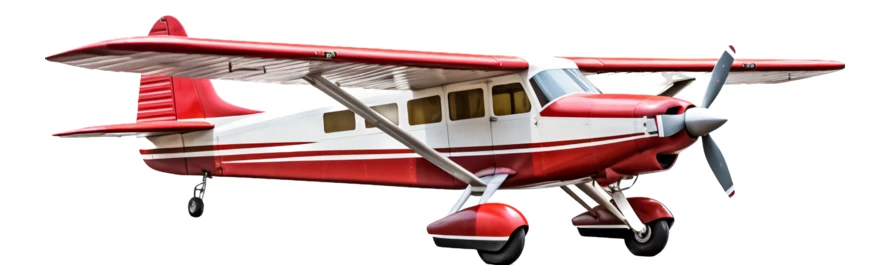 Small red and white propeller plane isolated on white background