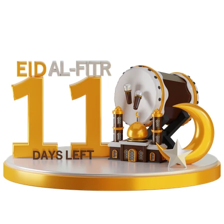 Eid Al-Fitr 11 Days Left Countdown Drum Mosque