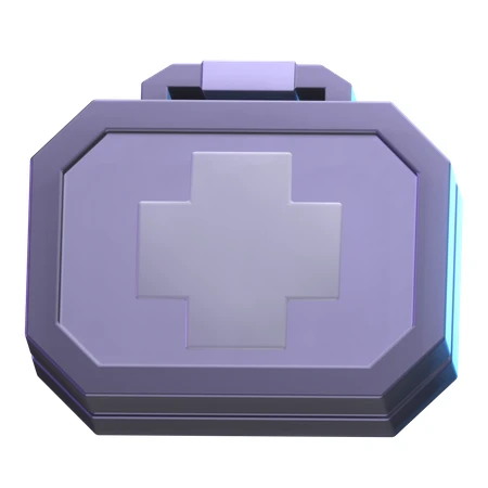 3D rendered purple medical first aid kit briefcase icon