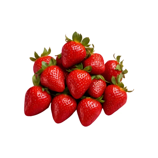 Fresh ripe strawberries pile isolated on white background