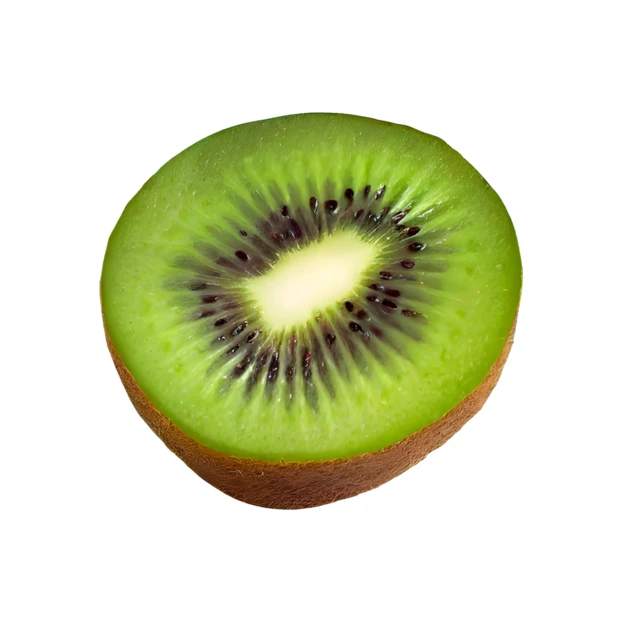 Fresh green kiwi fruit half isolated on white background