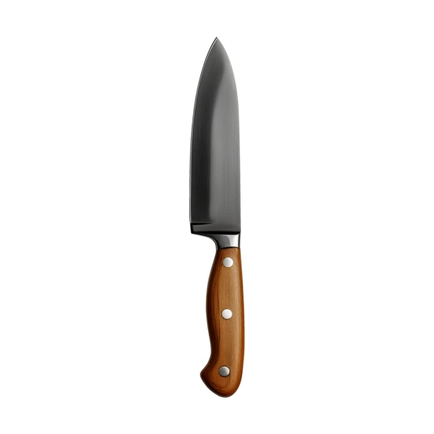 Professional chef knife with wooden handle on white background