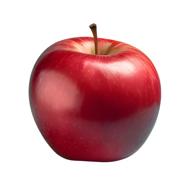 Single fresh red apple isolated on white background