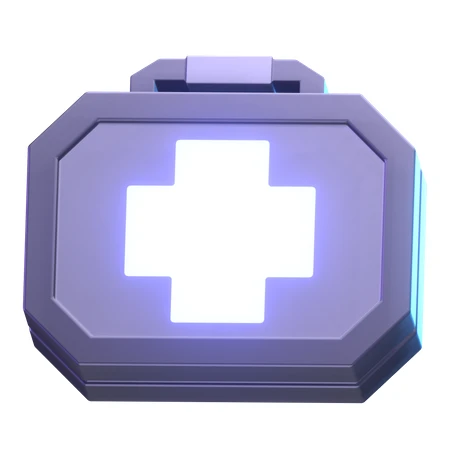 3D rendering of a glowing purple first aid kit