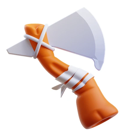Stylized 3D cartoon tomahawk axe icon on white background