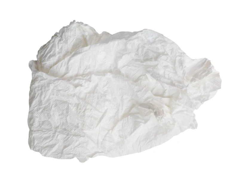 Crumpled white tissue paper isolated on white background