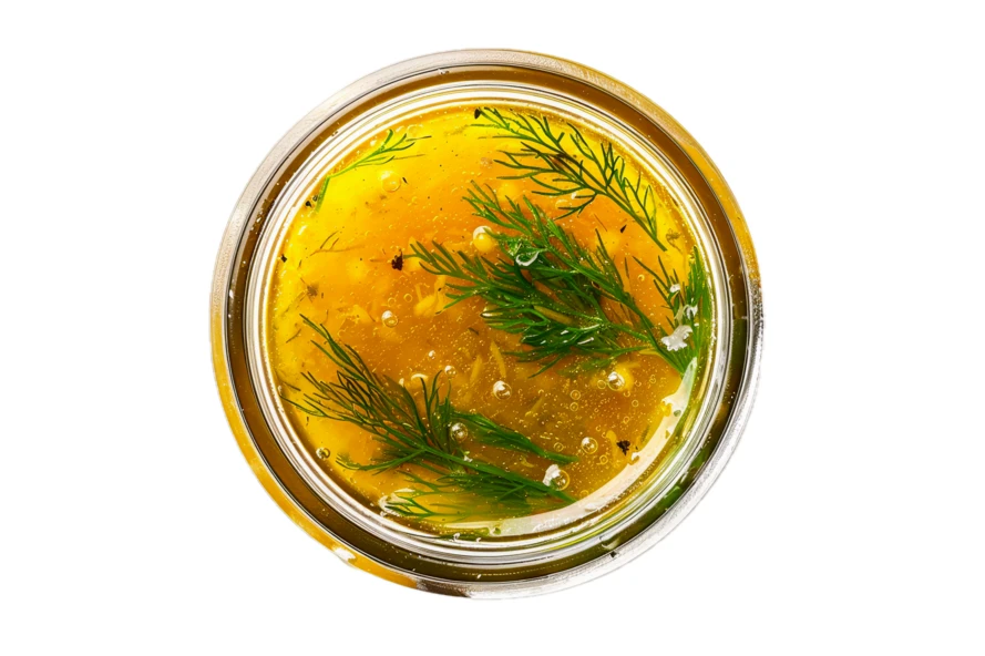 Top view of glass jar with honey mustard dill sauce