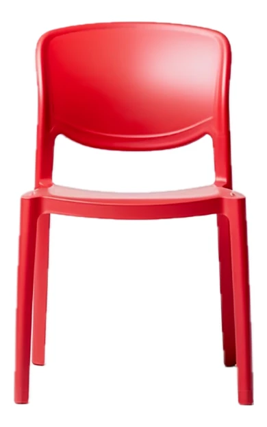 Red plastic chair isolated on white background