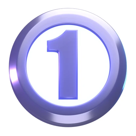 Purple 3D metallic number one in circular frame