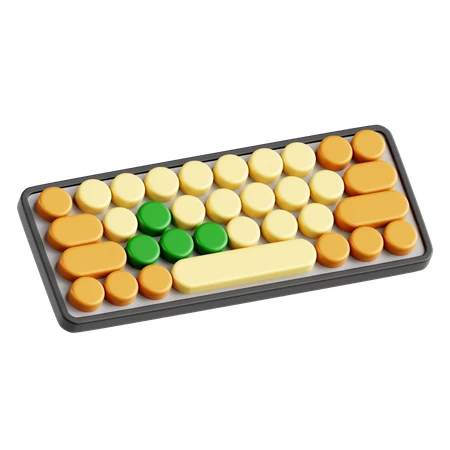 Compact mechanical keyboard with round cream and orange keycaps