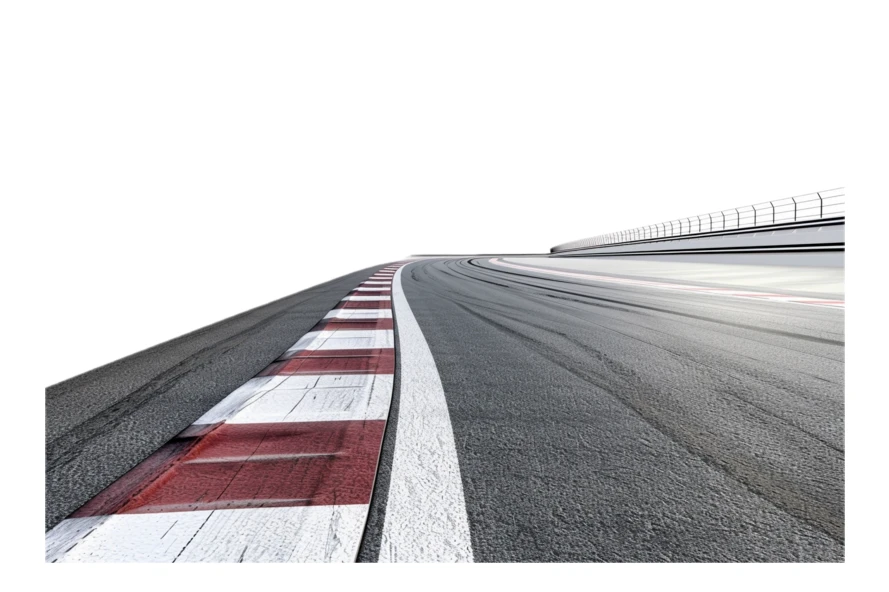 Empty asphalt race track curve with tire skid marks