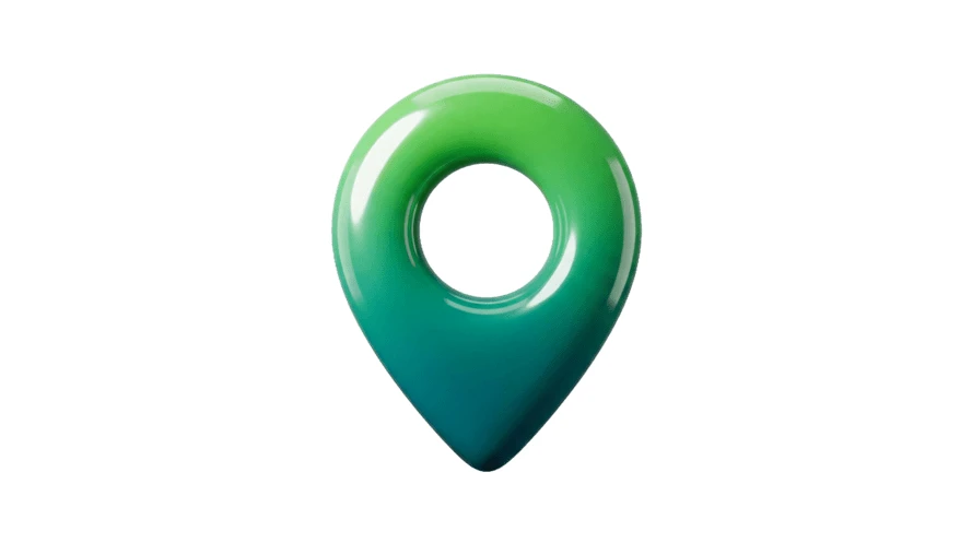 3D glossy green gradient map pin icon isolated on white
