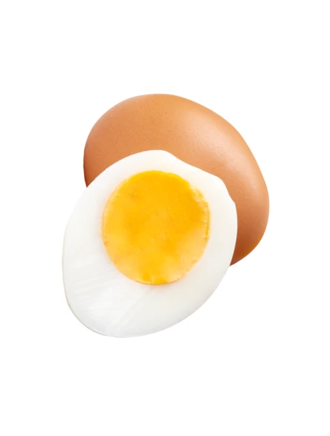 Hard-boiled egg and half isolated on white background