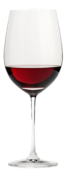 Single glass of red wine isolated on white background