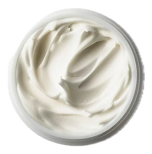 Top view of white cosmetic cream in a jar
