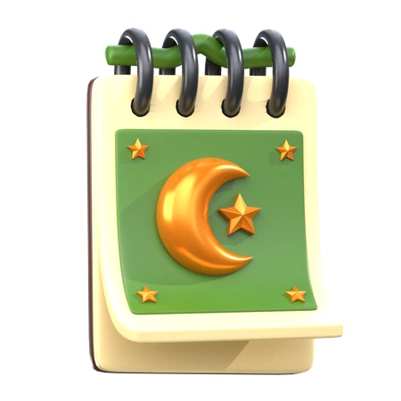 3D render of a Ramadan calendar with moon and stars