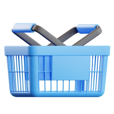 Blue 3D plastic shopping basket isolated on white background