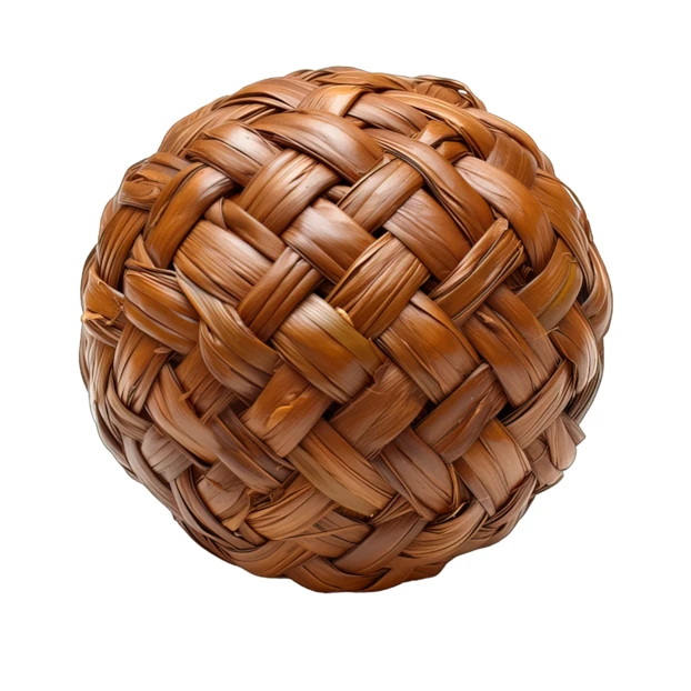 Woven decorative wicker sphere isolated on white background